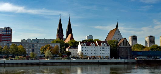 Frankfurt mit der Oder von Slubice aus gesehen
